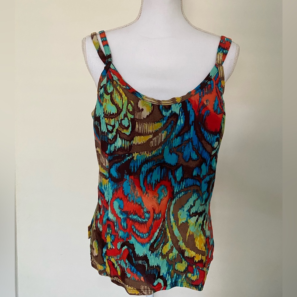 St Johns Bay,  Multicolor African theme, Swim Suit tankini top, Size 20W NWT $42
